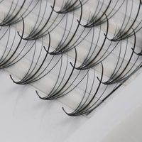Extensions de cils volume russe 5D, fibres synthétiques PBT coréennes faites à la main, 12 rangées, base fine, bouquets pré-faits 0.07 rond + 0.15 plat