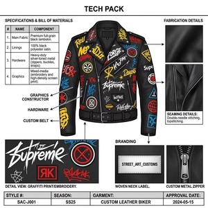 Chaqueta de Motociclista de Cuero de Cerdo Transpirable OEM para Hombre, Estilo Clásico de Motocicleta, Impresión de Serigrafía, Logotipo Personalizado, Ropa Urbana de Cuero - Product Image 3