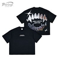 PEERAGE personnalisé hommes surdimensionné DTG bouffée impression noir boîte coupe T-shirt 250 Gsm lourd 100% coton Boxy Fit Crop T-shirt hommes