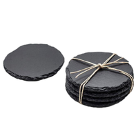 Sous-verres carrés en ardoise noire à bord naturel, écologiques, gravables, pour les fêtes, les bars et la maison