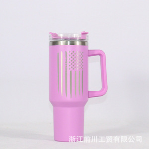 Stainless Steel Tumbler 40oz With Stars And Stripes Design Travel Mug With Handle And Lid For Outdoor Use - Product Image 4