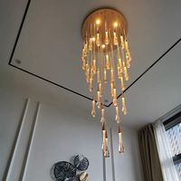 Éclairage intérieur moderne Crystal Raindrop Duplex Grenier Villa Escalier Lustre