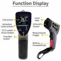 Pyromètre numérique industriel Pistolet thermomètre à affichage LCD Compteur de température infrarouge sans contact alimenté par batterie laser pour