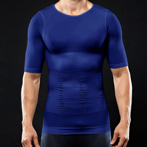 Camiseta Moldeadora de Manga Corta para Hombre, Sin Costuras, Control de Abdomen, Delgada, Transpirable, Absorbe la Humedad, Tallas S M L XL 2XL 3XL, Blanca, Negra, Azul - Product Image 2