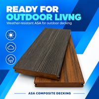 Plancher composite solide en WPC co-extrudé à grain de bois naturel de qualité supérieure pour terrasse de villa, planches ASA pour sol