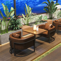 Ensembles de meubles modernes pour commerce chaise de table en bois massif pour restauration rapide siège de stand canapé café restaurant en cuir marron