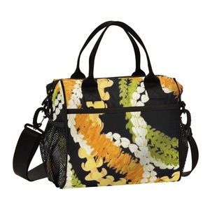 Sac isotherme réutilisable personnalisé avec motif de fleurs hawaïennes Puakenikeni, sac à lunch thermique avec fermeture éclair, sac de pique-nique - Product Image 1