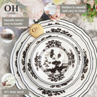 Assiette en céramique noire à bordure noire, style occidental, en porcelaine fine, écologique, pour la maison et les mariages – Nouveauté très prisée