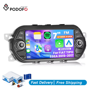 Podofo 7" Android Car Radio 6+128G Wireless Carplay & Android Auto Stereo GPS Wifi DSP BT DVR for FIAT TIPO EGEA 2015-2017 - Product Image 1