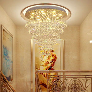 Nuevas escaleras de lujo escalera hogar montaje empotrado grande largo moderno K9 cuentas de cristal araña - Product Image 2