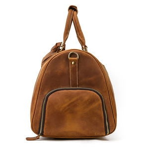 Bolsa de Viaje de Gran Capacidad, de Cuero Genuino Crazy Horse, con Compartimento para Zapatos, Bolsa de Deporte con Barra Transversal de Poliéster - Product Image 3