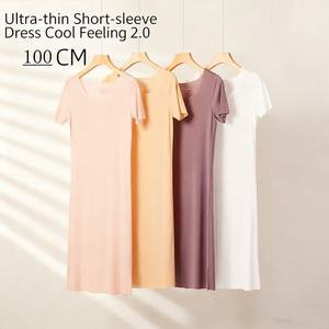 Abito Lungo Estivo da Donna con Scollo a U, Fresco e Traspirante, Elegante, Semplice, al Ginocchio, 100CM - Product Image 1