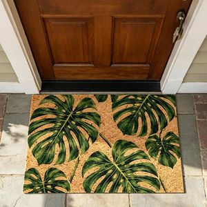 Alfombra de Entrada Cangming de Fibra de Coco Sintética N728, Diseño Moderno y Simple con Patrón de Plantas, Antideslizante y Resistente al Desgaste - Product Image 1