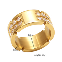Bagues tendance en acier inoxydable sans ternissement plaqué or, nouvelles bagues rectangulaires en treillis CNC avec zircone, bagues imposantes