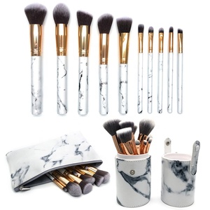 Juego de pinceles de maquillaje azul tinta de alta calidad, 10 Uds., <span class=keywords><strong>con</strong></span> mango de mármol de lujo, logotipo personalizado, Etiqueta Privada, uso facial <span class=keywords><strong>con</strong></span> <span class=keywords><strong>corrector</strong></span> - Product Image 1