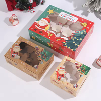 Boîte à cupcakes de Noël personnalisée avec fenêtre transparente pour biscuits, desserts, emballage de pâtisserie