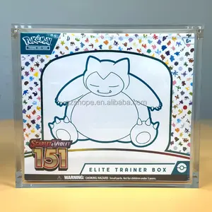 SHP Atacado Personalizado Acrílico TCG 151 Pokemon ETB Display Case Protector Elite Trainer Box Trading Cards Com Tampa Magnética Case