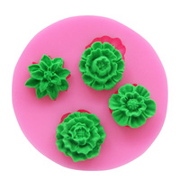 Cetakan Dekorasi Fondant Kue silikon DIY violet Botany bunga matahari Daun mawar 3D bulat