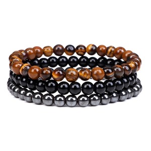 Nouveauté 3 pièces/ensemble 4 6 8MM pierre naturelle Yoga Bracelet en perles pour hommes ami cadeau bijoux à breloques Bracelet empilable multicouche - Product Image 1