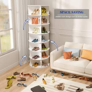Wholesale 7 Tier Rotating <b>Shoe</b> Rack Tower, <b>White</b> Round Revolving 360 <b>Storage</b> for Room - Product Image 6