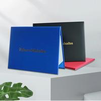 Protège-diplôme A4 en cuir PU vierge avec logo personnalisé et impression or/argent – Porte-certificat
