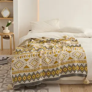 Aztec Navajo nappa bohémien lavorata a maglia personalizzata lusso per adulti 100% acrilico comode coperte Vintage per bambini TL