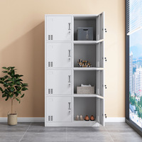 Armoire de rangement en acier à 8 portes, design moderne, construction durable, structure modulaire autoportante, serrure à clé - Rangement commercial pour bureau