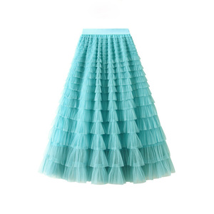 <span class=keywords><strong>Tulle</strong></span> couches longue jupe pour femmes filles personnalisé 2024 a-ligne plissé élégant demoiselle d'honneur <span class=keywords><strong>jupon</strong></span> Tutu pour femmes maille Maxi jupe - Product Image 1