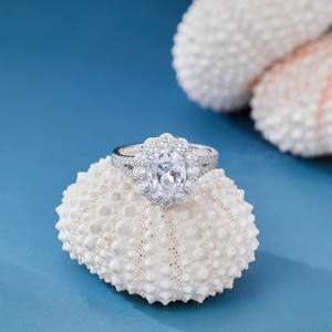 卸売りクラシックオーバルダブルロウフォークロー2CTモアッサナイトリングS925スターリングシルバーウェディング提案ギフトリング - Product Image 2