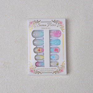 Unghie finte a pressione con conchiglie oceaniche in 3D, forma a mandorla, rosa pastello, blu, frangipani dipinti a mano, punte per unghie finte riutilizzabili per la spiaggia - Product Image 5