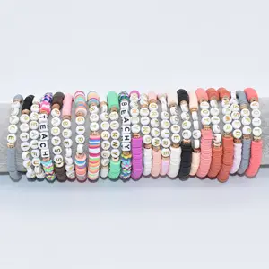 Bracelet personnalisé pour filles, design heishi, perles extensibles, coloré, livraison gratuite, offre spéciale