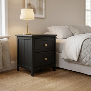 Lightweight & Compact 2-Drawer Wooden <b>Side</b> <b>Table</b> - Trendy Minimalist Nightstand with Handles for Bedside & <b>Sofa</b> - Product Image 6
