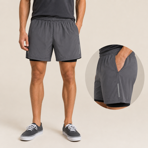 Pantalones Cortos Deportivos de Secado Rápido para Hombre con Logotipo Personalizado, Cintura Elástica con Franja Lateral, Color Sólido, Casuales, para Entrenamiento y Gimnasio - Product Image 2