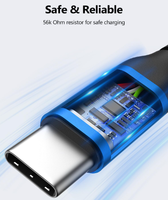 Câble de charge rapide USB a vers USB C Câble d'alimentation 5V/3A Prise en charge de la charge et du transfert de données pour Smartphones