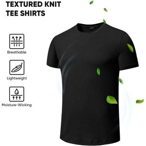 FOXA Mens T-Shirt Short Sleeve Slim Fit Knitted Crewneck Breathable Athletic <b>Tee</b> Shirt - Product Image 3