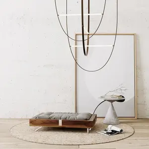 현대 럭셔리 나무 실내 야외 개 침대 미니멀리스트 럭셔리 애완 동물 침대 개를위한 울트라 소프트 쿠션이있는 수제 나무 프레임 - Product Image 3