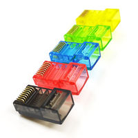 Promosi Cat6a konektor 8P8C RJ 45 konektor konektor Inline pria jaringan konektor Lan kabel STP UTP Cat5e konektor steker daya warna-warni