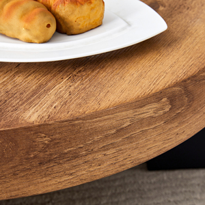 Mesa de Centro Moderna y Sencilla de Dos Niveles, Decorativa, con Tapa de Madera Marrón Transparente, Patas en Forma de L de MDF Negro, Mueble para Sala de Estar - Product Image 4