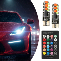 Nouvelles ampoules LED COB RGB T10 W5W (lot de 2) avec télécommande, clignotantes et colorées, pour éclairage intérieur de voiture, ajustement universel