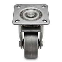 Roue pivotante robuste en polyuréthane et acier de 5 pouces avec frein de blocage total, capacité de 450 kg, pour chariot industriel