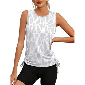 Camiseta de Yoga para Mujer, Cuello Redondo, Fruncida, con Lazos Ajustables, Transpirable, de Spandex y Poliéster, Ropa Deportiva para Gimnasio, Verano 2026 - Product Image 4