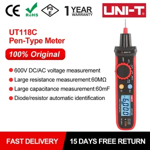 UNI-T มัลติมิเตอร์แบบดิจิตอลอัตโนมัติชนิดปากกา 600V DC/AC โวลต์มิเตอร์ True RMS เครื่องวัดความถี่ UT118C ความจุและความต้านทานสำหรับ 1 ชิ้น - Product Image 3