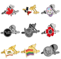 Boutons de manchette en acier inoxydable argenté avec logo personnalisé, vente en gros, coffret cadeau pour hommes
