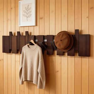 Porte-clés <span class=keywords><strong>mural</strong></span> rabattable à 8 crochets pour entrée, salon, chambre – Design à suspendre sur la porte ou comme porte-manteau style piano - Product Image 4