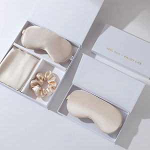 ชุดกล่องของขวัญสามชิ้นผ้าไหมจำลองยืดหยุ่นลำไส้ใหญ่หน้ากากปิดตาปลอกหมอนปิดกั้นแสง - Product Image 1