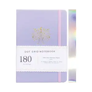 Purple Butterfly A5 Dotted Notebook Dot Grid Journal 180gsm 160gsm Paper Vegan Faux PU Leather Hardcover