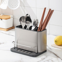 Organisateur de comptoir en métal pour ustensiles de cuisine égouttoir pour couteaux fourchettes cuillères savon à main éponge lave-vaisselle support de rangement