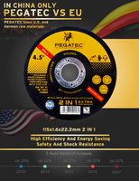 Pegatec 4.5 "115X1.6X22mm Disque abrasif en acier inoxydable pour meuleuse d'angle