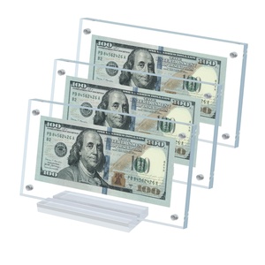 Wholesale Currency Frame <b>Display</b> <b>Case</b> Clear Acrylic Dollar Bill Holder With Base - Product Image 1