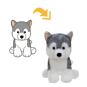 Peluche de Perro <span class=keywords><strong>Husky</strong></span> para Máquina de Garras, Decoración de Mesita de Noche, Soporte para Logotipo Personalizado, ODM OEM, Regalo para Días Festivos, Cumpleaños y Eventos - Product Image 2